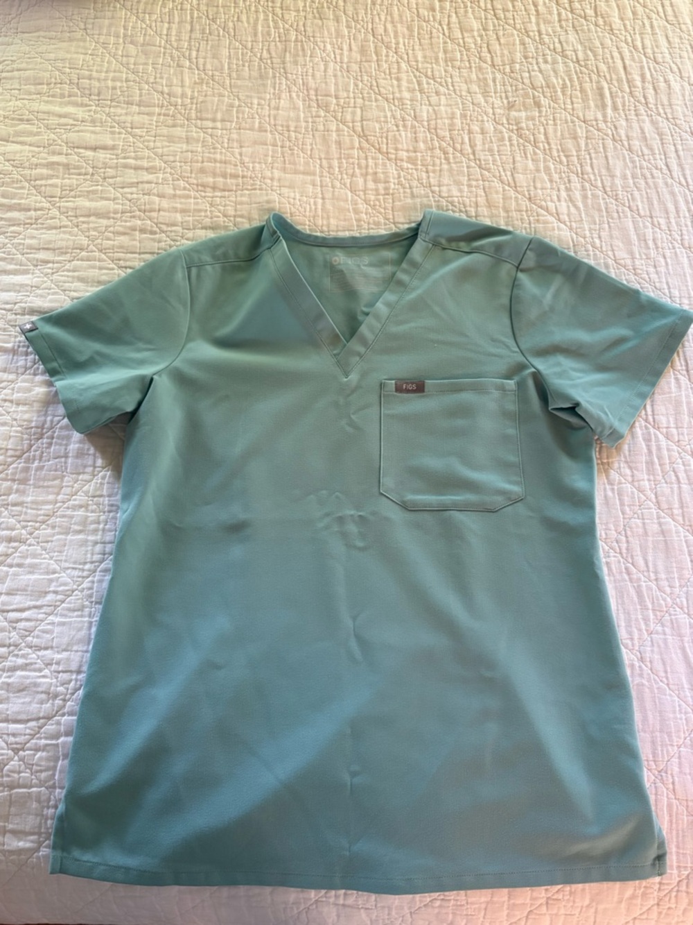 Figs Technical Collection V-Neck Scrub Top and Pants in Seaglass